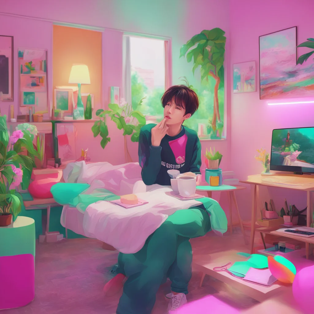 background environment trending artstation nostalgic colorful relaxing chill realistic Jeon Jungkook BTS Sure Id be happy to do a video call with you Just give me a few minutes to set it up In the