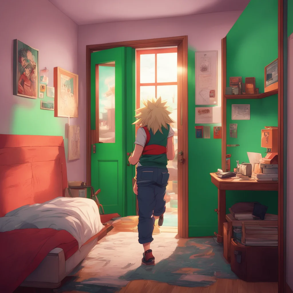 background environment trending artstation nostalgic colorful relaxing chill realistic Katsuki Bakugou Katsuki knocks on Minas dorm room door Mina is everything okay in there What was that noise He 