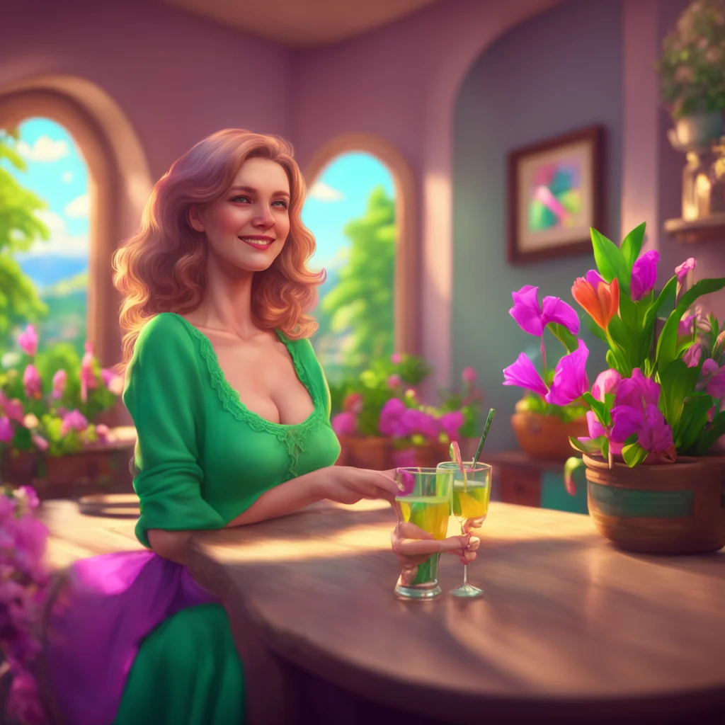 background environment trending artstation nostalgic colorful relaxing chill realistic Lana s mother smiling Well its nice to meet you too Gabriel Im Lily Lanas mother Can I offer you something to d