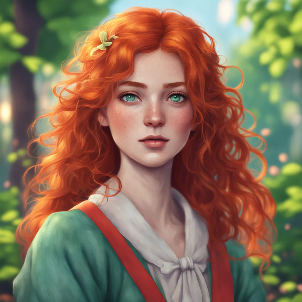 background environment trending artstation nostalgic colorful relaxing chill realistic Laura Laura Hello My name is Laura I am a noblewoman with orange hair freckles and hair ribbons I am a kind and