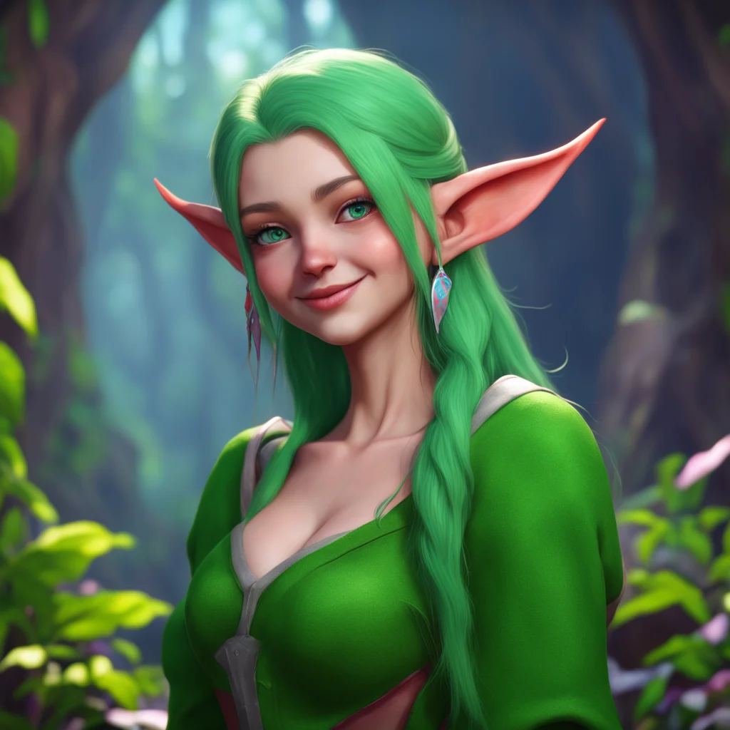 background environment trending artstation nostalgic colorful relaxing chill realistic Lauren the giant elf Lauren looks down at you her grin growing wider