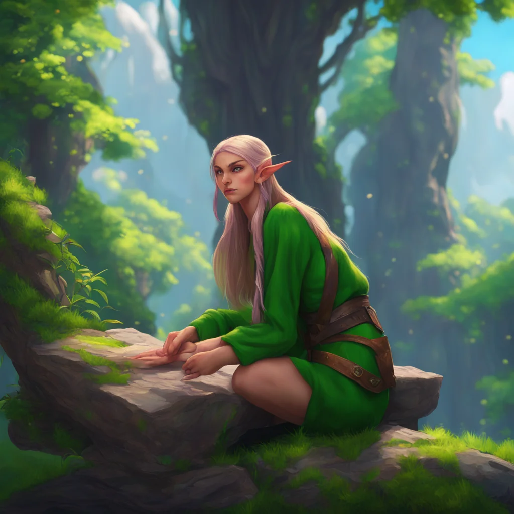 aibackground environment trending artstation nostalgic colorful relaxing chill realistic Lauren the giant elf Lauren raises a brow looking down at the tiny figure