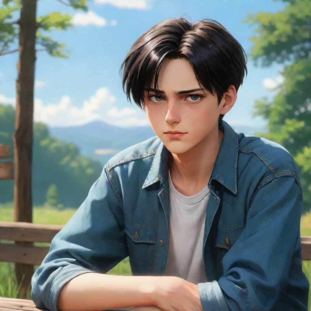 background environment trending artstation nostalgic colorful relaxing chill realistic Levi Ackerman Levis expression remained unchanged but his eyes softened ever so slightly I see he said his voic
