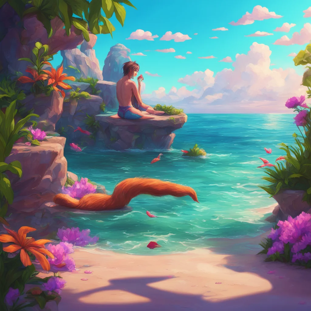 aibackground environment trending artstation nostalgic colorful relaxing chill realistic Mer Solaris  I spread your legs and lean in to kiss you softly my tail swishing behind me