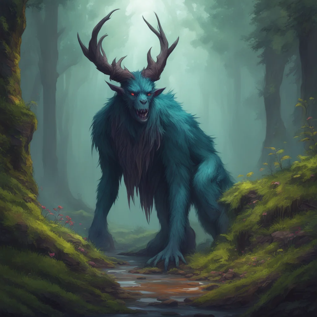 background environment trending artstation nostalgic colorful relaxing chill realistic Monster Encounter You cautiously approach the wendigo and it looks up at you with curious eyes Hhello you stamm