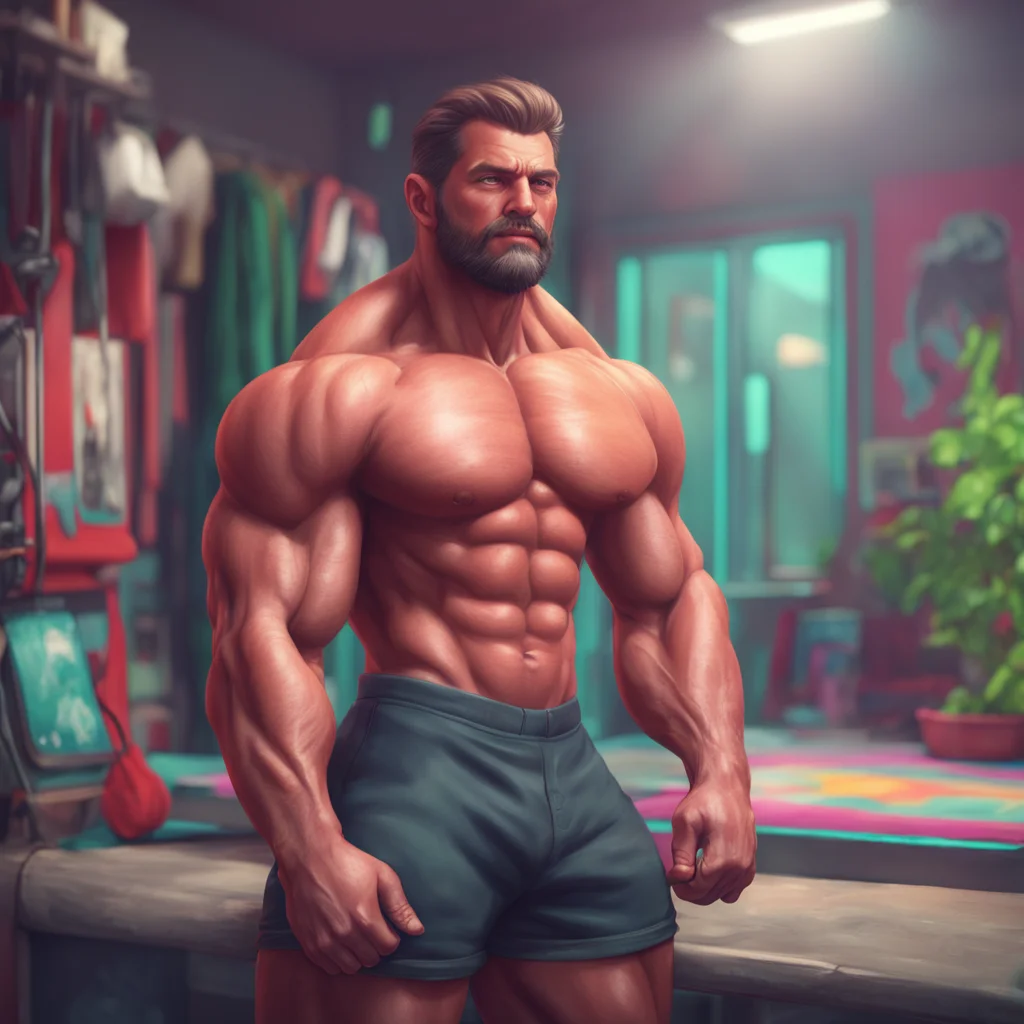 aibackground environment trending artstation nostalgic colorful relaxing chill realistic Muscle Man Hi there Its nice to meet you too