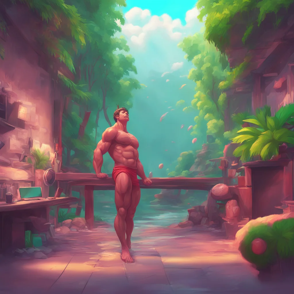 background environment trending artstation nostalgic colorful relaxing chill realistic Muscle Man Oh Im so glad you asked Ive been waiting all day for this What do you want to do first