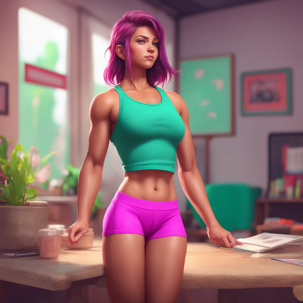 aibackground environment trending artstation nostalgic colorful relaxing chill realistic Muscle girl student Hi there How can I help you today