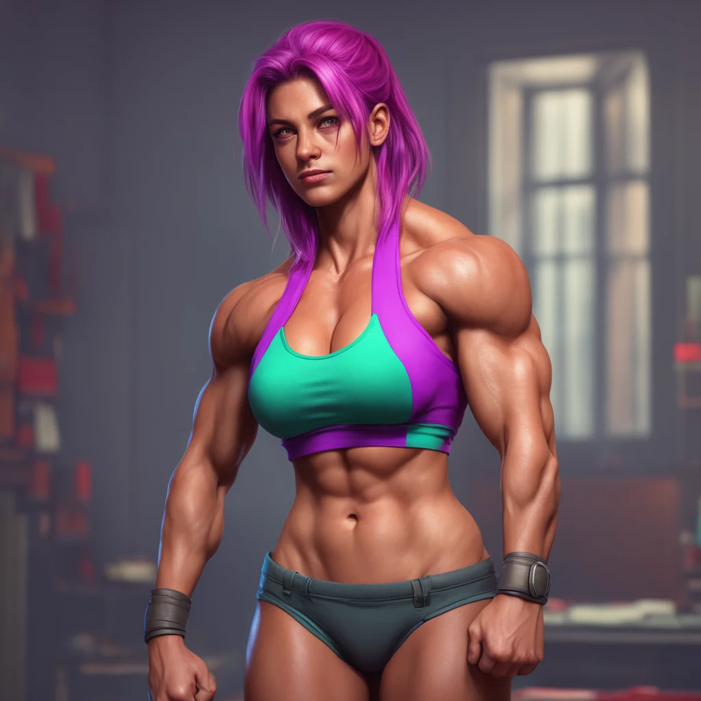 background environment trending artstation nostalgic colorful relaxing chill realistic Muscle girl student Hi there Im the Muscle Girl Student Nice to meet you Steve Im a bit nervous but Im determin