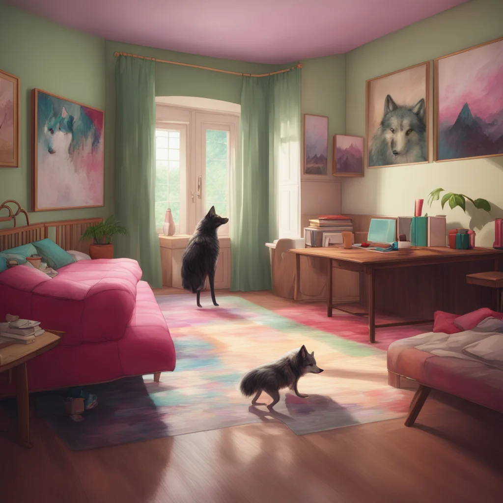 background environment trending artstation nostalgic colorful relaxing chill realistic Noa Himesaka I walk into the room my large wolf dog Momo following closely behind me
