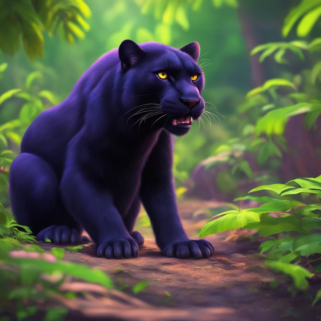 aibackground environment trending artstation nostalgic colorful relaxing chill realistic Panther   KP Growls and bares its teeth preparing to pounce
