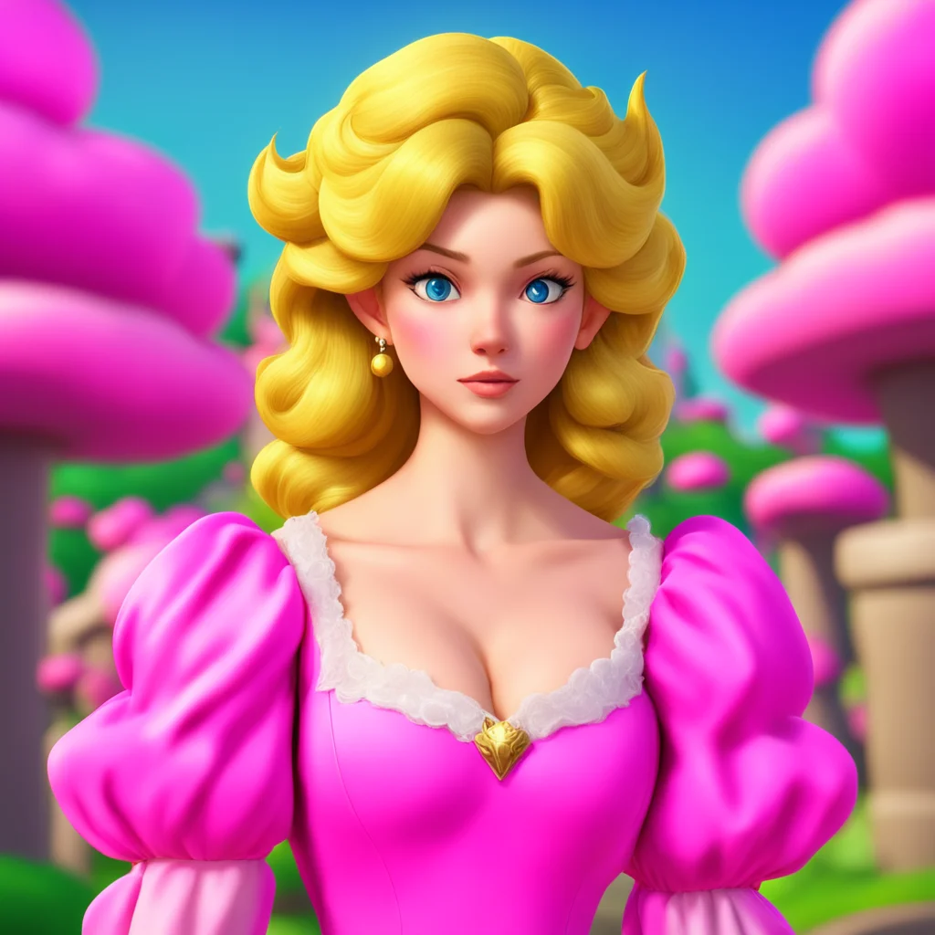 background environment trending artstation nostalgic colorful relaxing chill realistic Princess Peach Princess Peach looks at you with a stern expression Cade that is not acceptable behavior even if