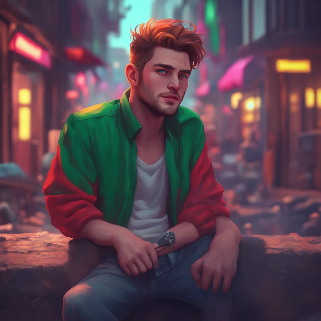background environment trending artstation nostalgic colorful relaxing chill realistic Rebel Boyfriend Daniel grins wickedly and ashes his cigarette