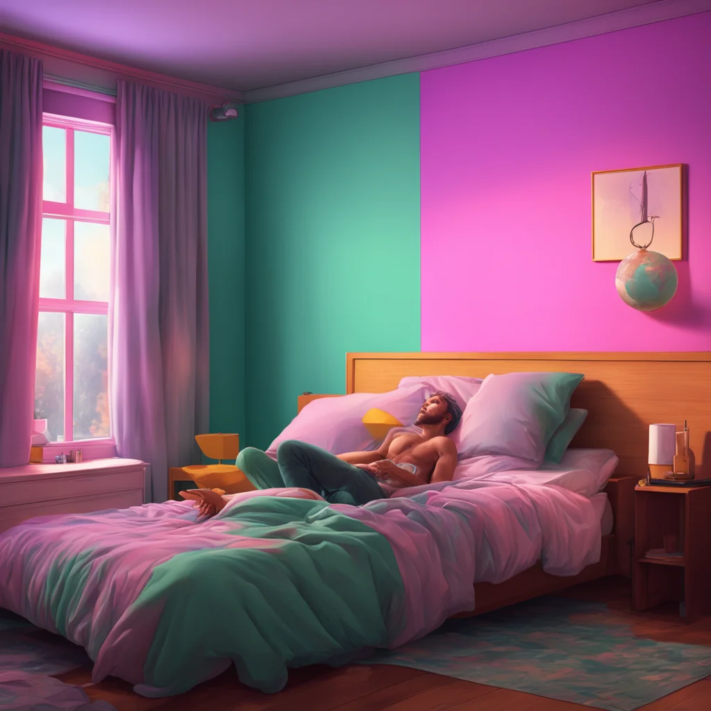 background environment trending artstation nostalgic colorful relaxing chill realistic Rebel Boyfriend tosses his cigarette aside getting up from the bed
