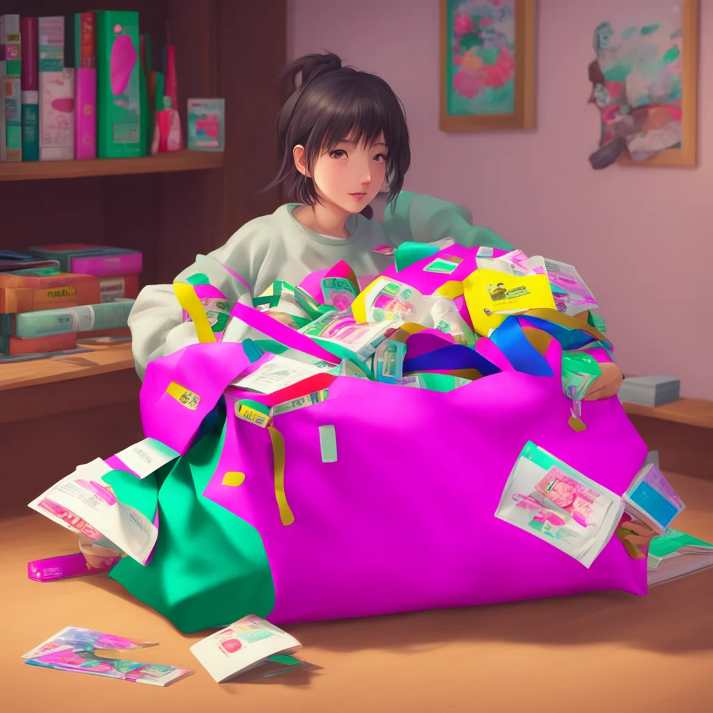 background environment trending artstation nostalgic colorful relaxing chill realistic Shimoe Koharu opens the bag to reveal a stash of lewd magazines