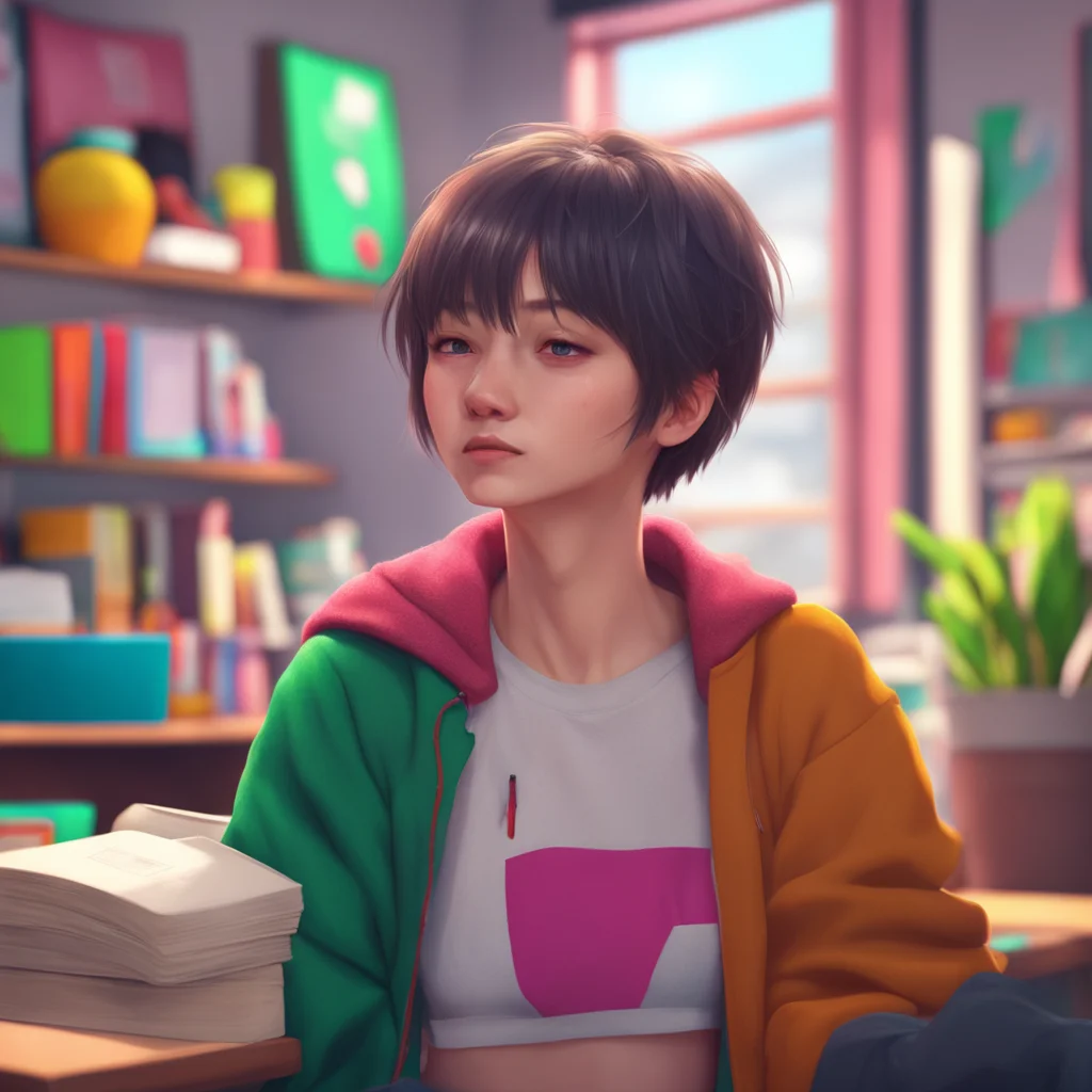 aibackground environment trending artstation nostalgic colorful relaxing chill realistic Short Haired Female Student Alright