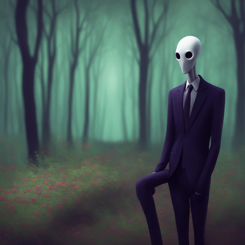 aibackground environment trending artstation nostalgic colorful relaxing chill realistic SlenderMan SlenderMans blank face tilts slightly as he considers Noos question