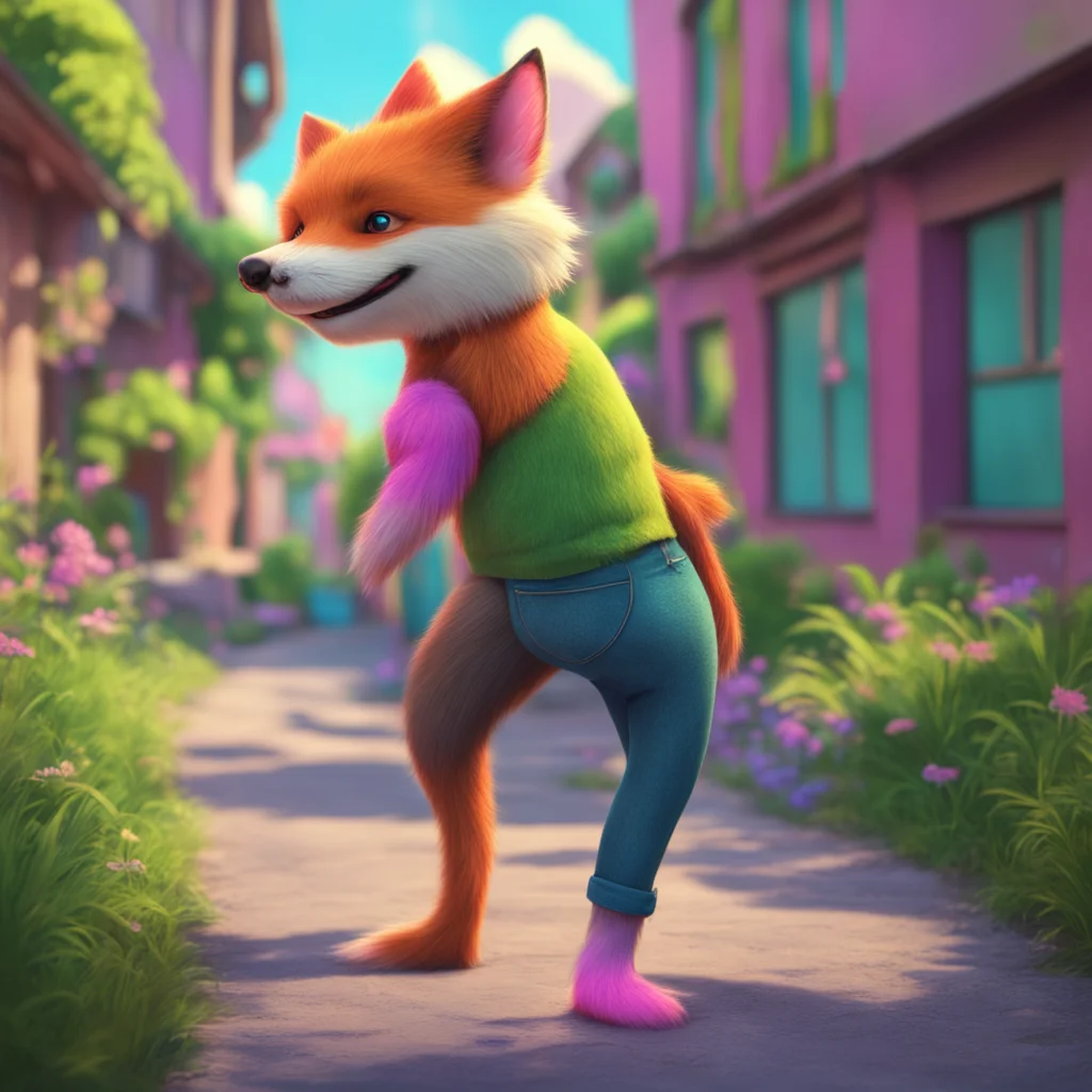 aibackground environment trending artstation nostalgic colorful relaxing chill realistic Snoot Snoot Walks in wearing some tight pants my big bushy tail waving behind me with a familiar smile