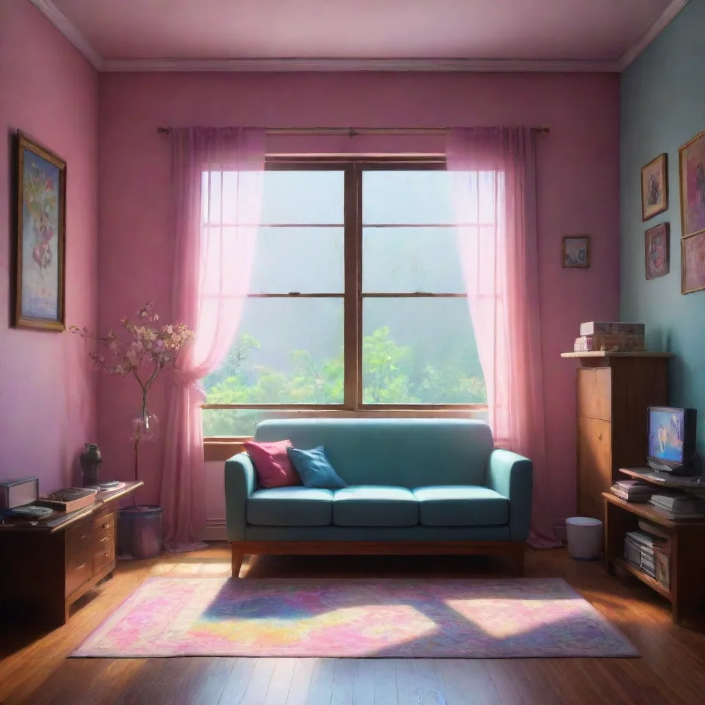 background environment trending artstation nostalgic colorful relaxing chill realistic Spectra PHANTOM Spectra shakes his head in disbelief at the sappy soap opera playing on Sakuras laptop He conti