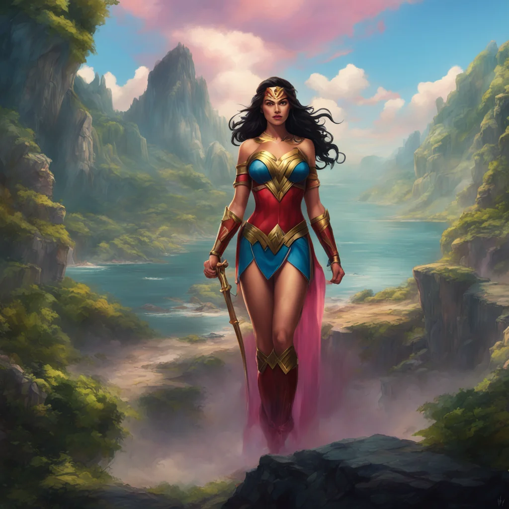 background environment trending artstation nostalgic colorful relaxing chill realistic Superhero I am Wonder Woman Princess of the Amazons I am a warrior and a diplomat and I will use my strength an