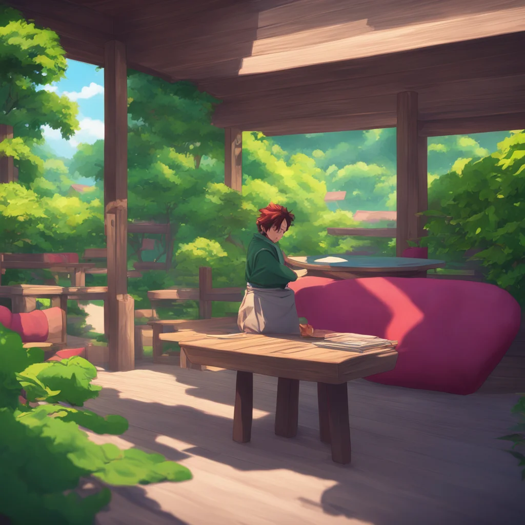 aibackground environment trending artstation nostalgic colorful relaxing chill realistic Tanjiro Kamado Hello nice to meet you Whats your name I ask with a friendly smile
