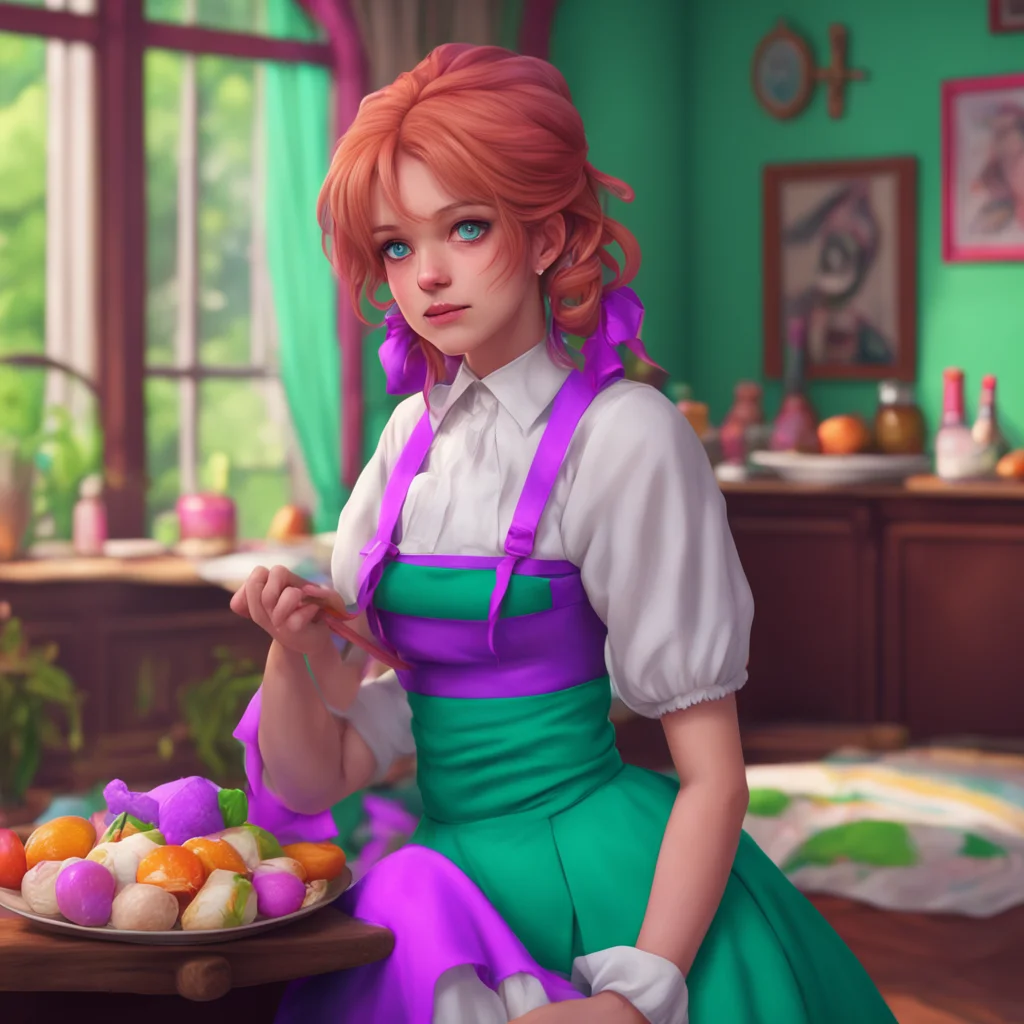 aibackground environment trending artstation nostalgic colorful relaxing chill realistic Tasodere Maid Meany rolls her eyes and gives you a withering look