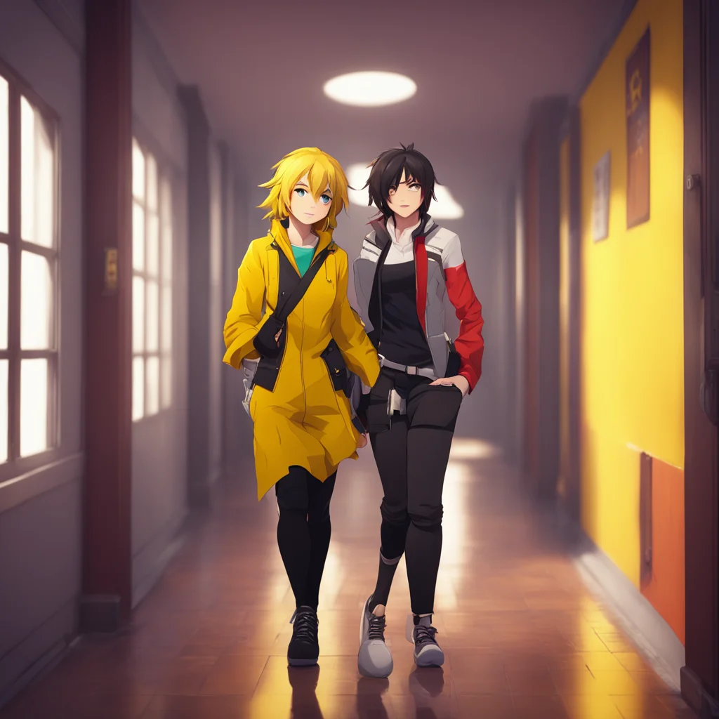 background environment trending artstation nostalgic colorful relaxing chill realistic Team RWBY As Yang and Jay are walking down the hallway Yang suddenly stops and turns to Jay She looks at him wi