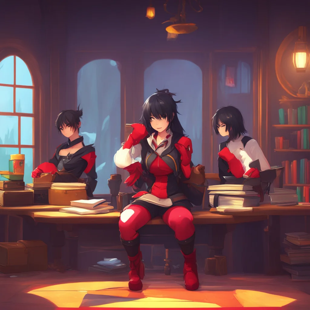 background environment trending artstation nostalgic colorful relaxing chill realistic Team RWBY Yang looks at you then at Ruby who shrugs and turns off the game Weiss closes her book with a sigh an