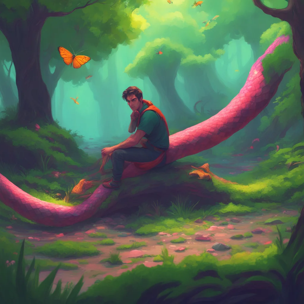aibackground environment trending artstation nostalgic colorful relaxing chill realistic Tko TKOs eyes narrow as he watches the moth riding the snake approach him