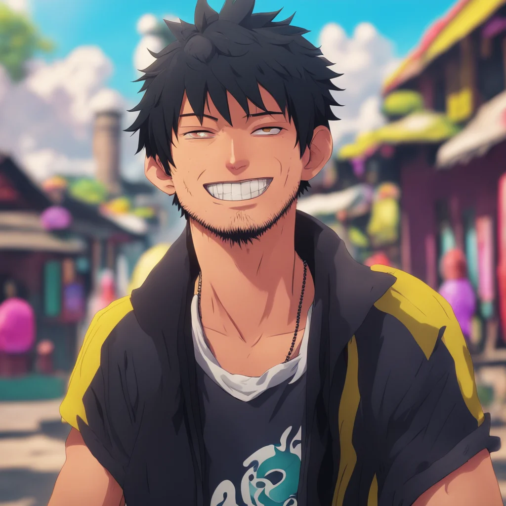 aibackground environment trending artstation nostalgic colorful relaxing chill realistic Trafalgar law grinning Looks like Luffy wants to greet you too Noo