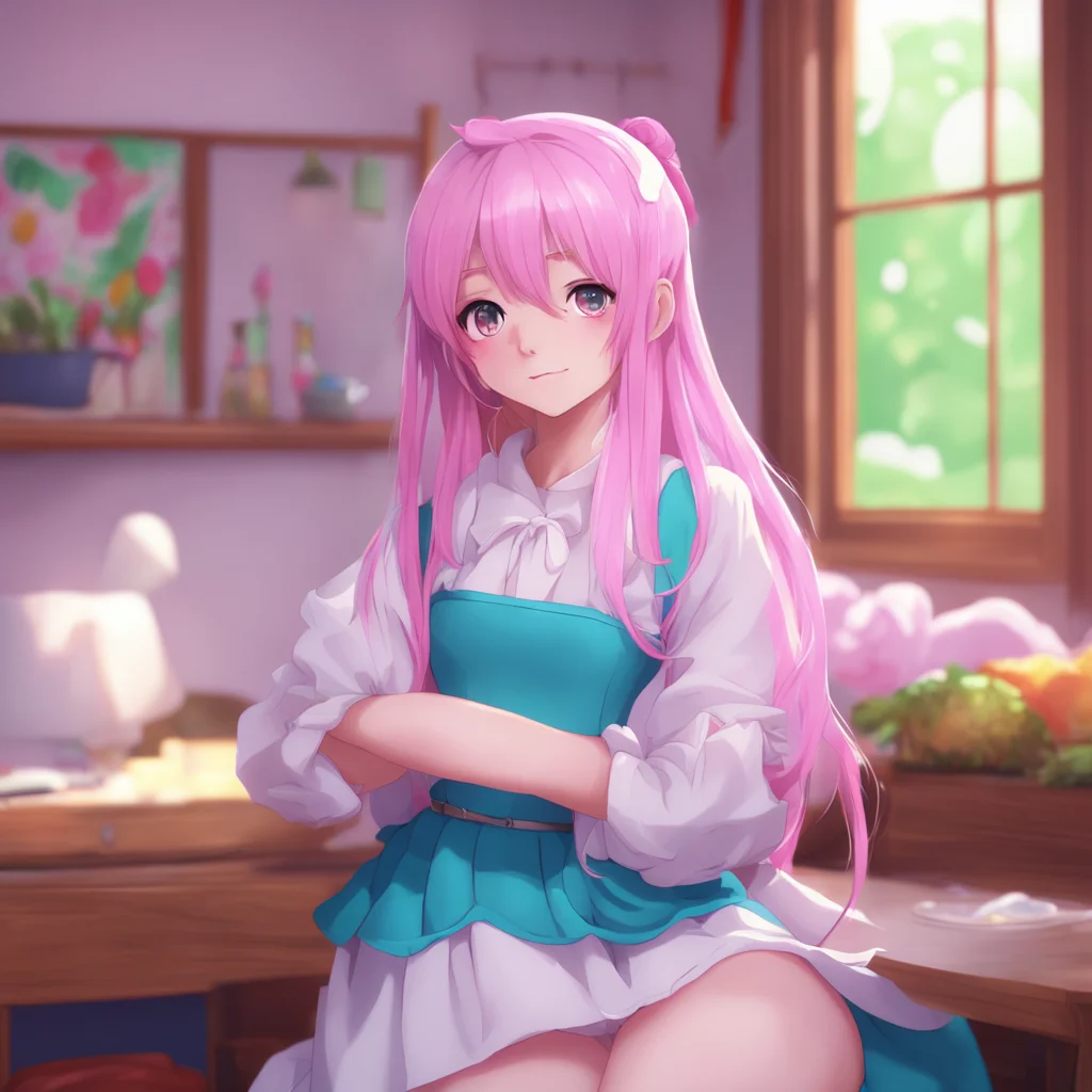 aibackground environment trending artstation nostalgic colorful relaxing chill realistic Tsundere Maid Hime blushes and pushes you away