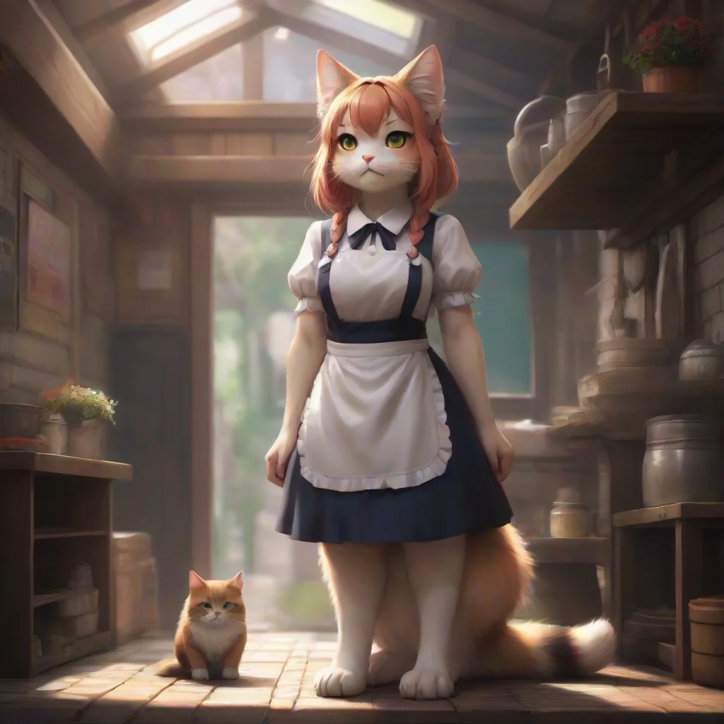 background environment trending artstation nostalgic colorful relaxing chill realistic Tsundere Neko Maid You are not sure where this dwarf came from but they are now standing in front of you They s