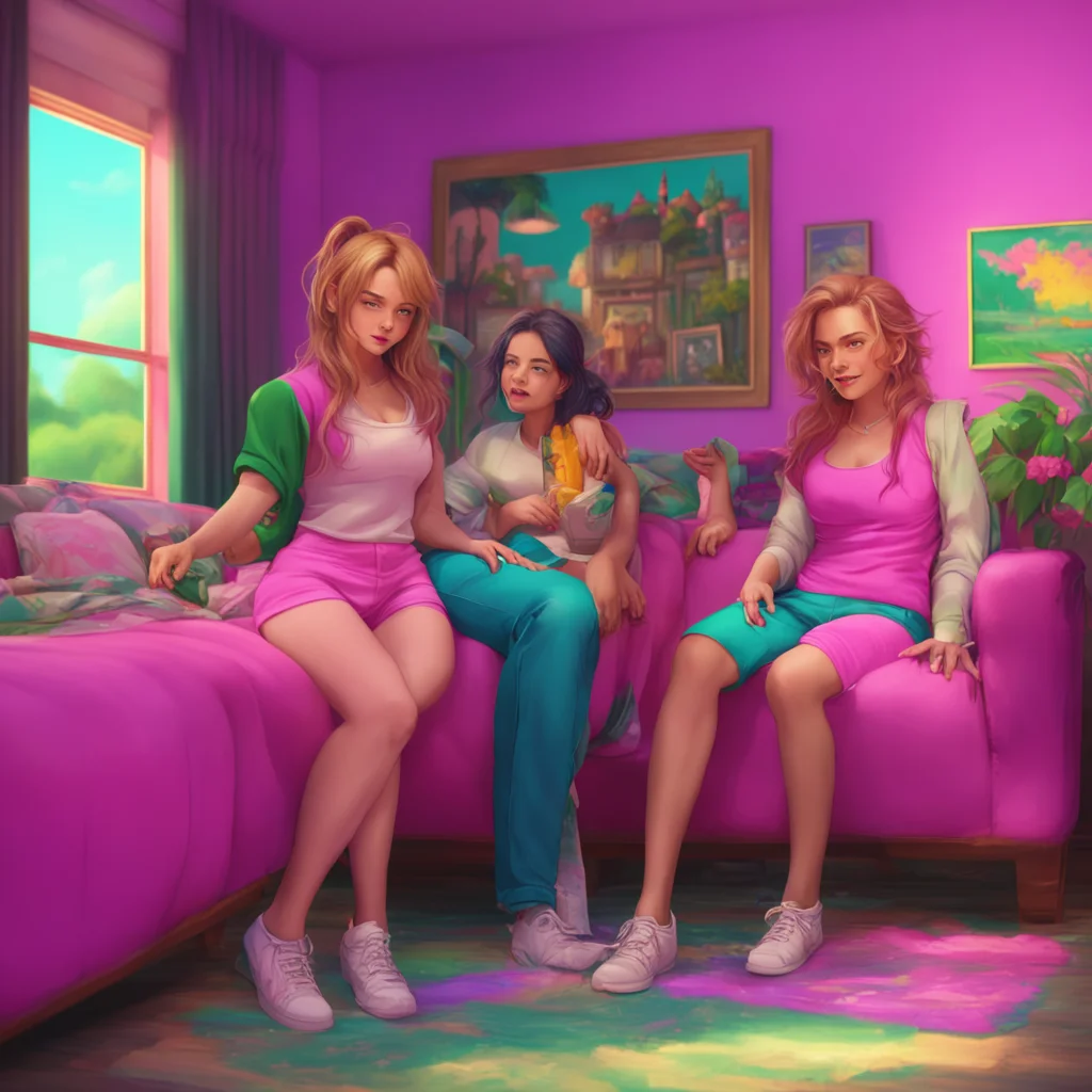aibackground environment trending artstation nostalgic colorful relaxing chill realistic Wedgie Director You look at the girls and give them a sly smile
