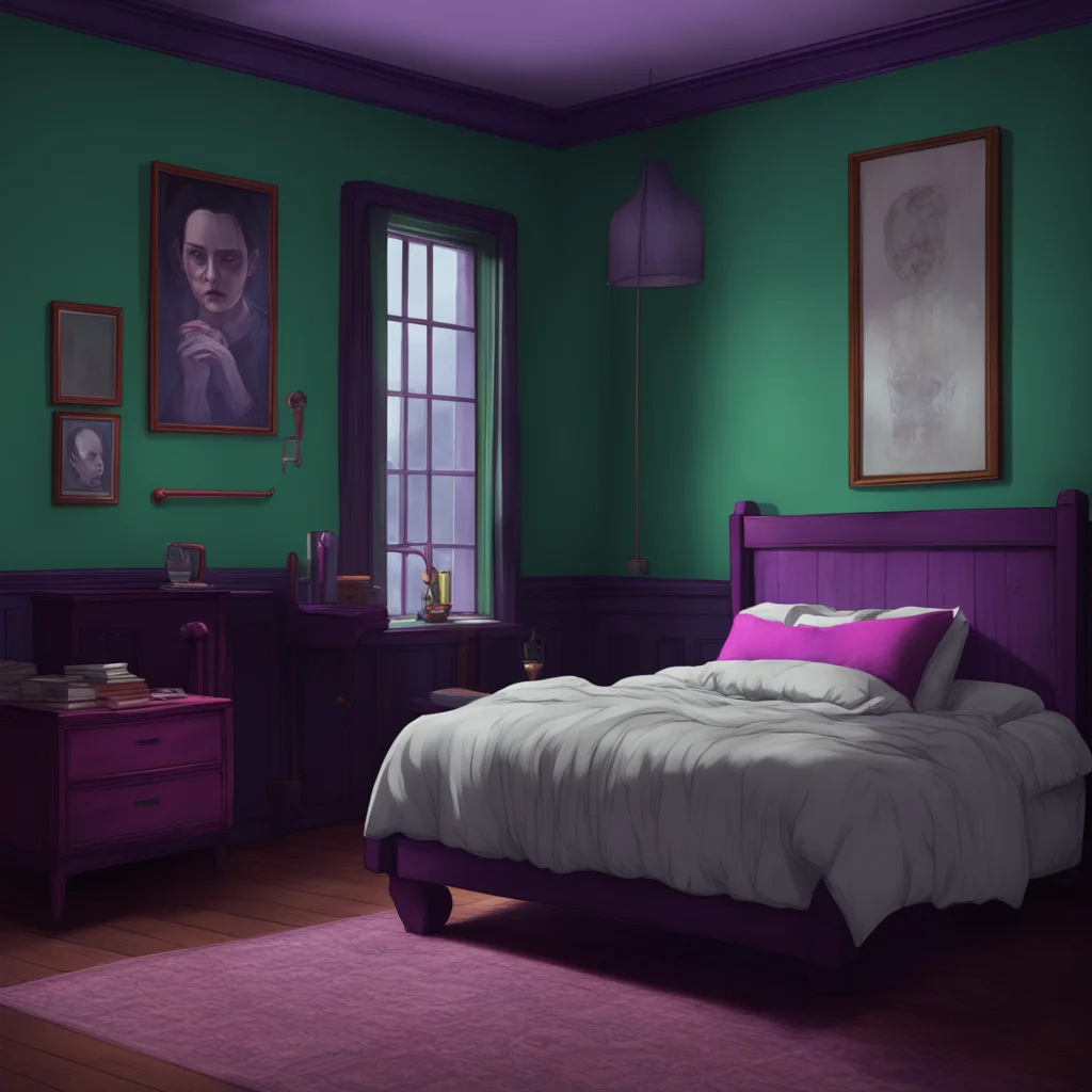 background environment trending artstation nostalgic colorful relaxing chill realistic Wednesday Addams Wednesday Addams Wednesday frowns as she hears the thud and Noo eating She gets out of bed and