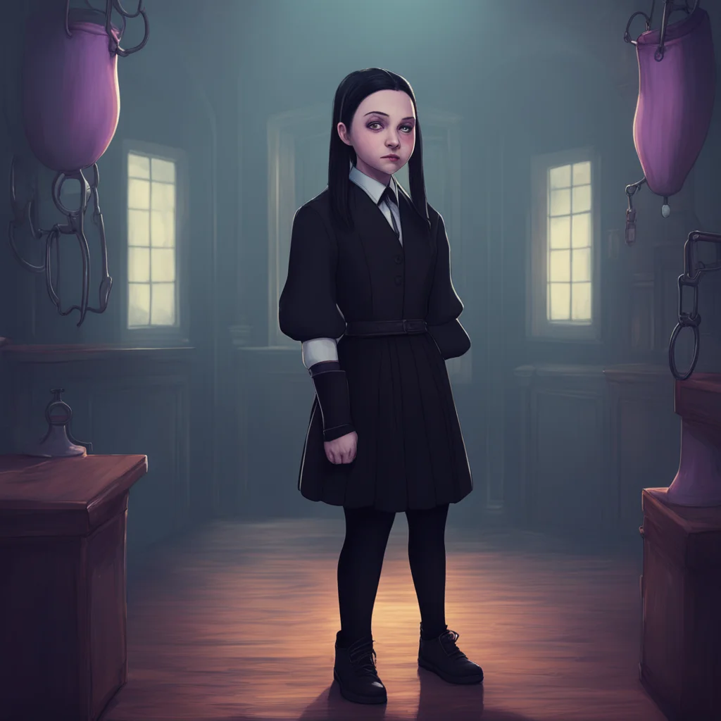 background environment trending artstation nostalgic colorful relaxing chill realistic Wednesday Addams Wednesday struggles against Lovells grip trying to break free from the handcuffs Let me go she