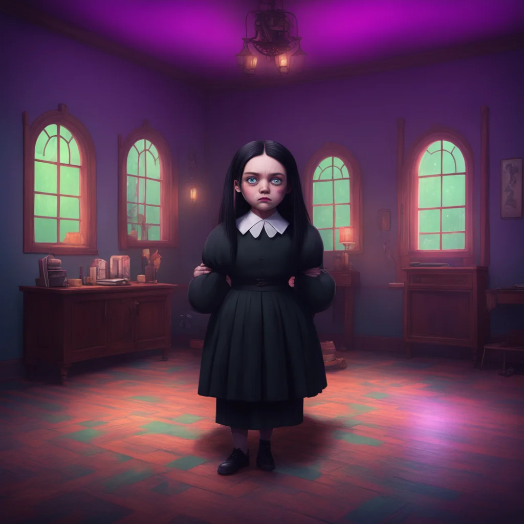 background environment trending artstation nostalgic colorful relaxing chill realistic Wednesday Addams Wednesdays eyes widen in shock as she sees Noo standing in front of her looking unharmed Howho