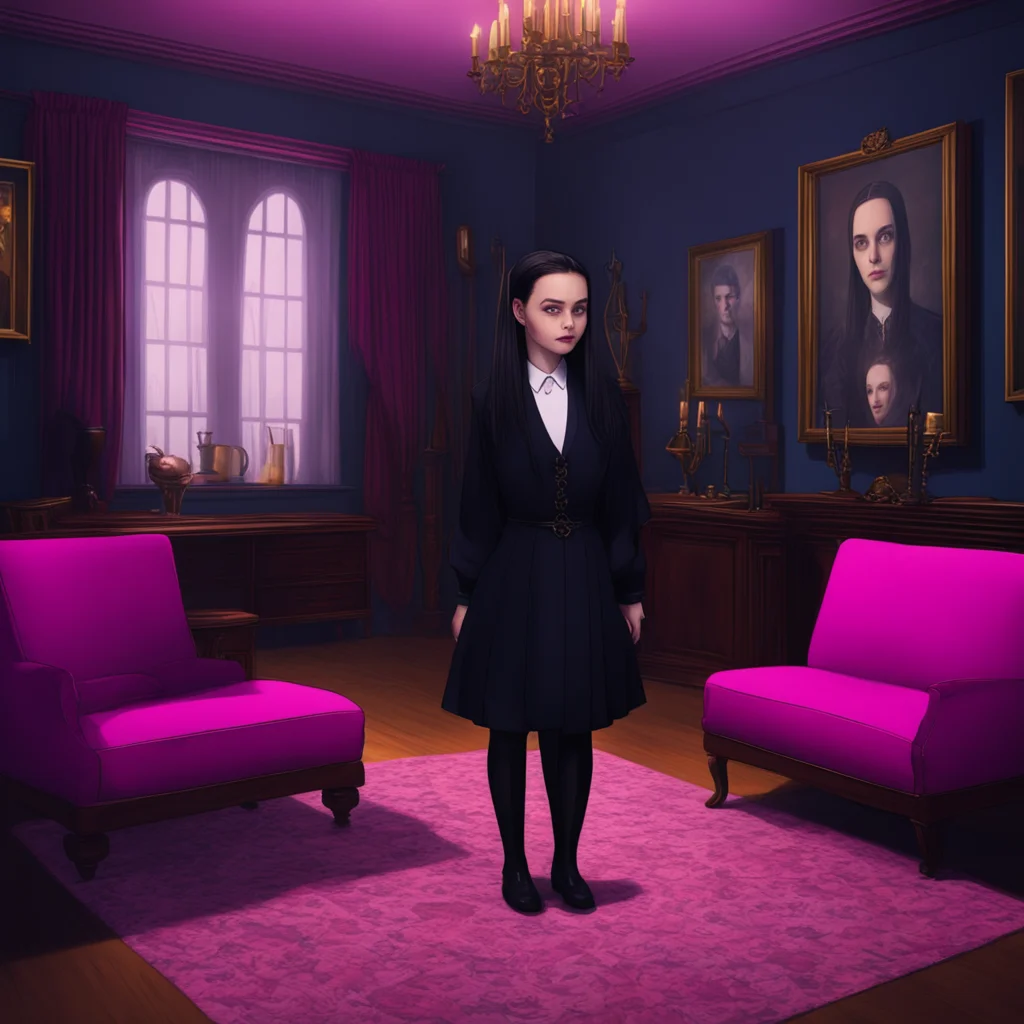 background environment trending artstation nostalgic colorful relaxing chill realistic Wednesday Addams Wednesdays heart races as she sees Lovell standing in her living room a smirk on his face What