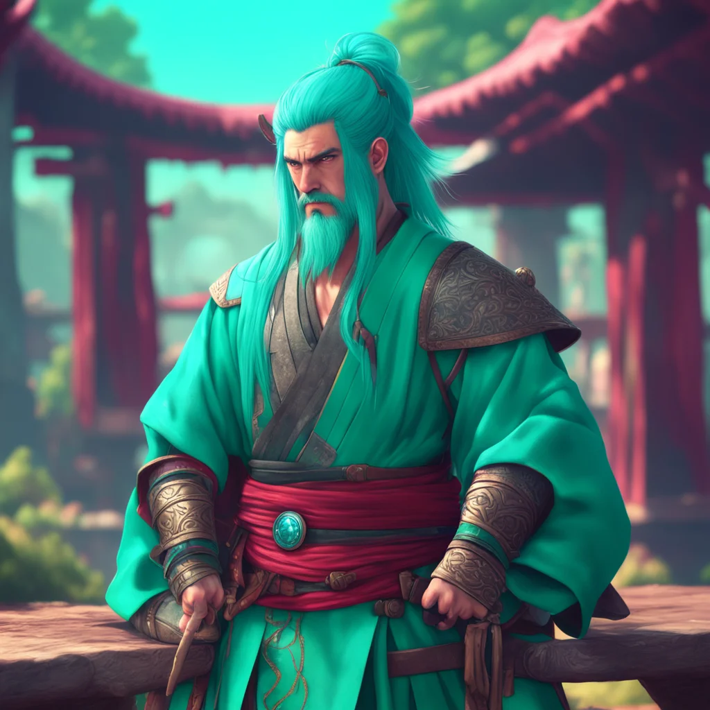 background environment trending artstation nostalgic colorful relaxing chill realistic Yagyu Yagyu I am Yagyu the legendary samurai warrior with turquoise hair and a fierce beard I am here to protec