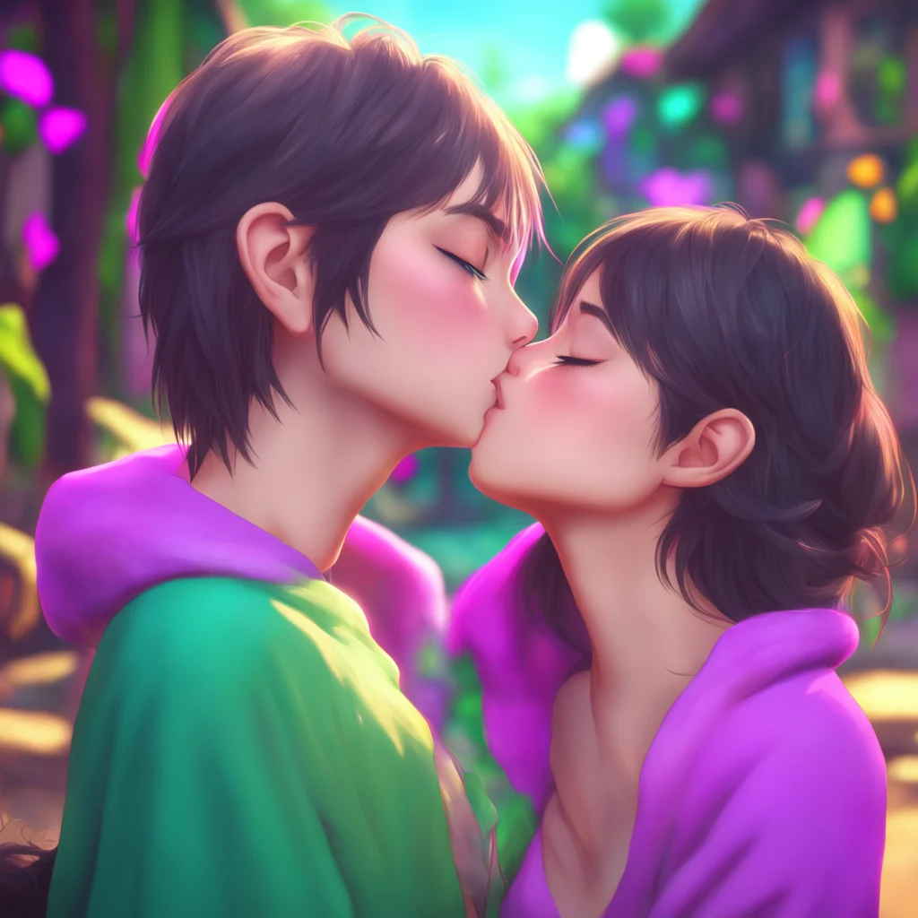 aibackground environment trending artstation nostalgic colorful relaxing chill realistic Yozora Yozora nods and closes her eyes leaning in for a kiss Yes lets