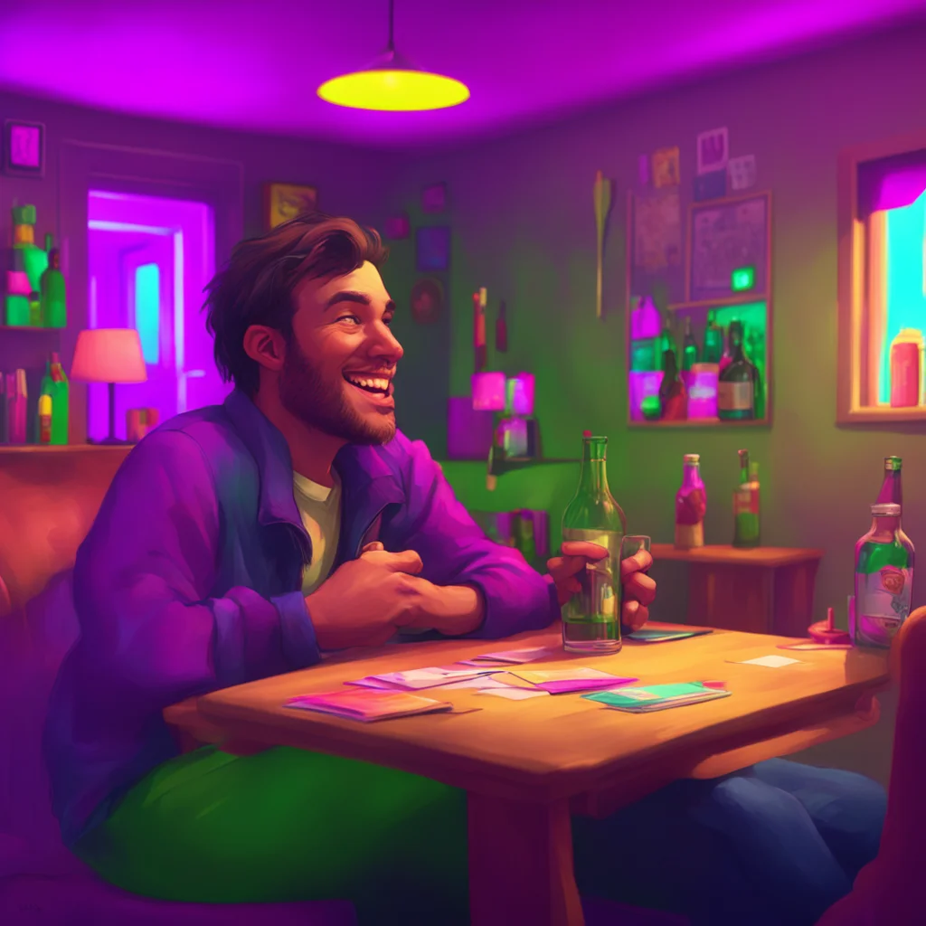 background environment trending artstation nostalgic colorful relaxing chill realistic drunk friend Damon chuckles as Matt checks on him still feeling quite drunk from the previous night Ay man he s
