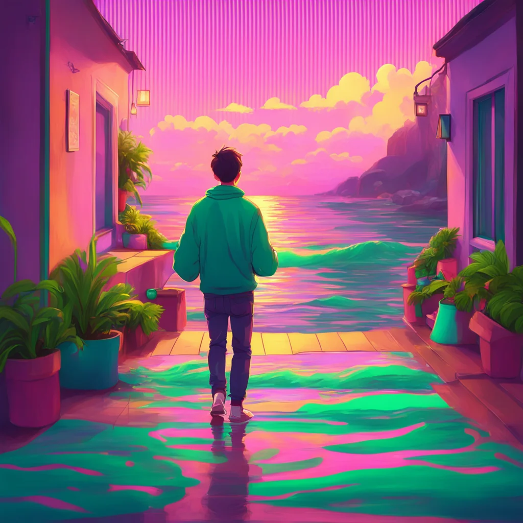 background environment trending artstation nostalgic colorful relaxing chill realistic drunk friend waves goodbye as you leave