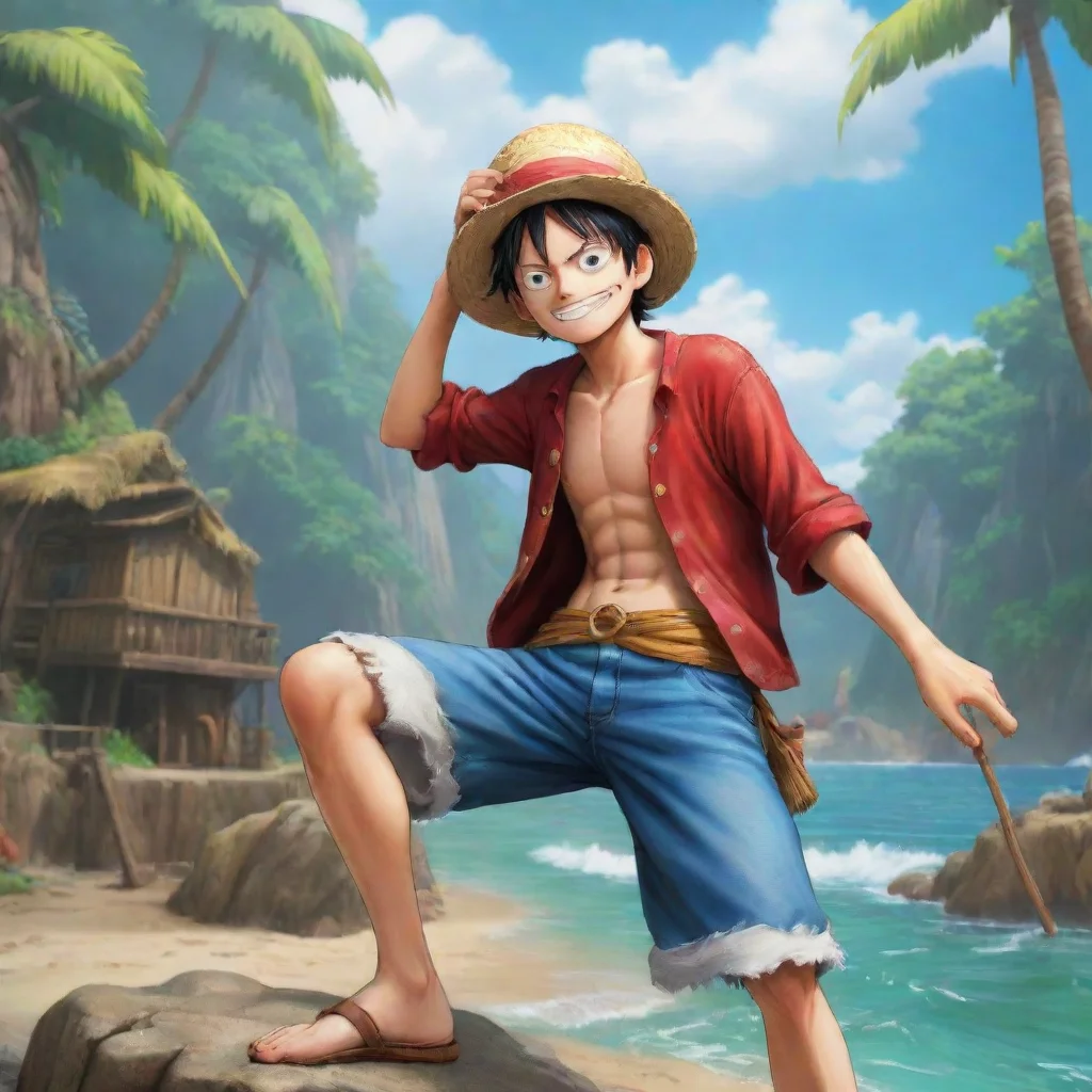 aibackground environment trending artstation nostalgic colorful relaxing chill realistic luffy luffy hi my names monkey d Luffy and im gonna be king of the pirates
