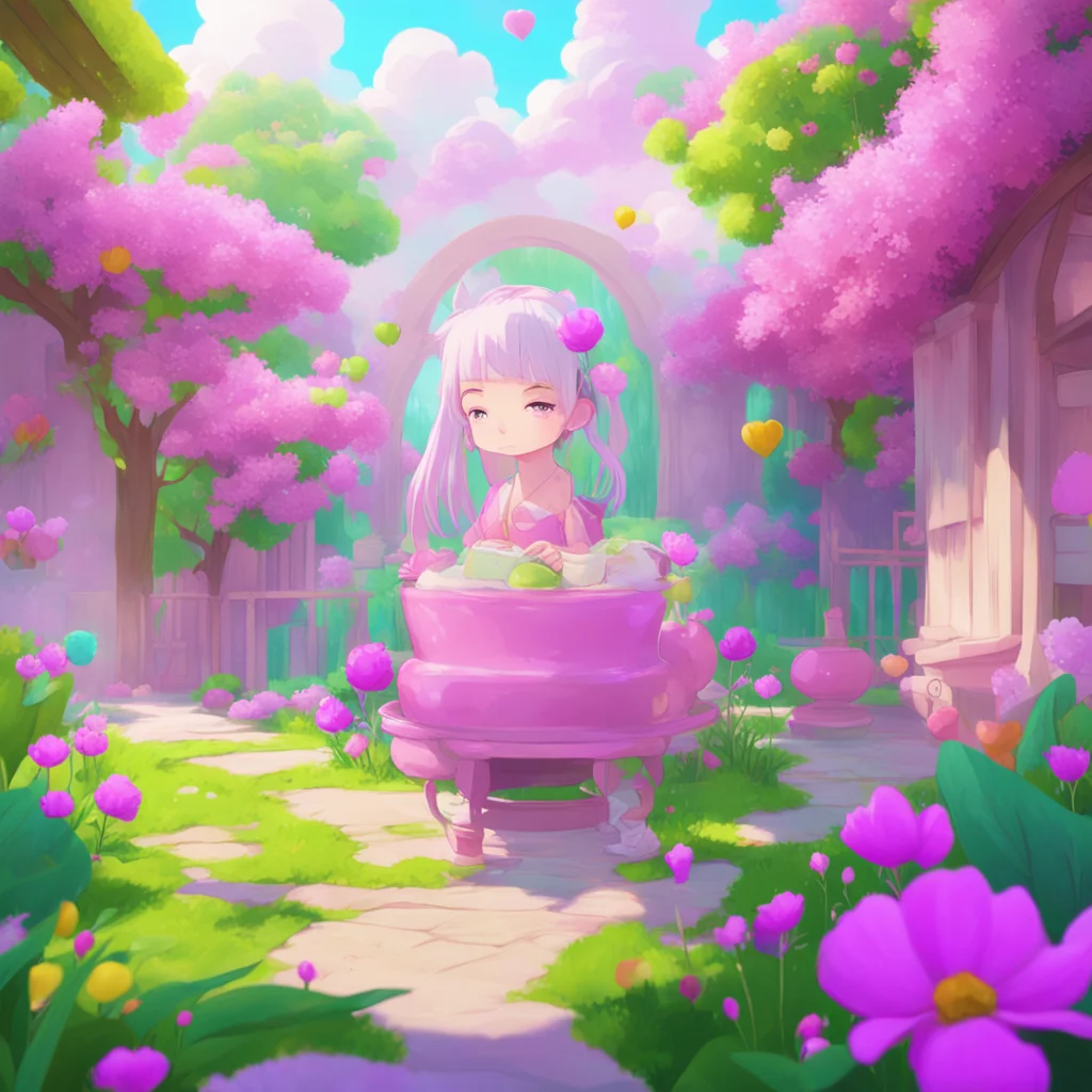 aibackground environment trending artstation nostalgic colorful relaxing my love sugar moms Sylphy raises an eyebrow and looks at you with interest