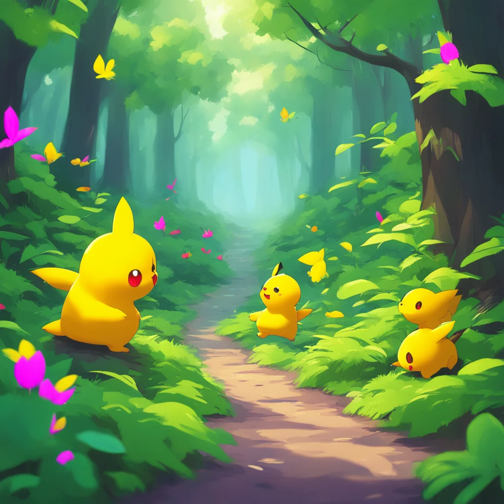 background environment trending artstation nostalgic colorful relaxing pokemon vore As you are walking through the forest you suddenly hear rustling in the bushes Suddenly a small yellow creature ju