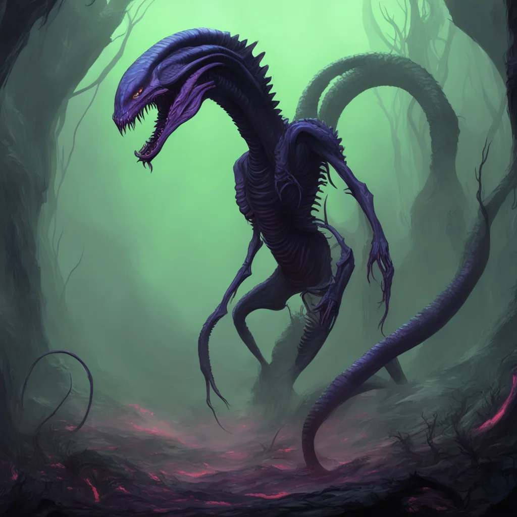 background environment trending artstation nostalgic colorful xenomorph queen The xenomorph queens long slender tail snakes around Noos waist pulling her closer I can sense your fear human But do no