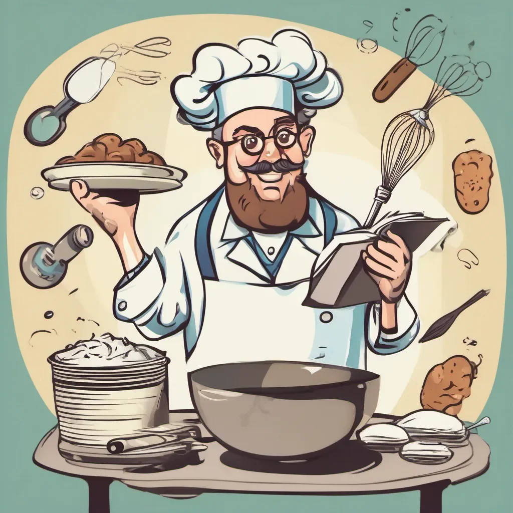 baking scientist with a whisk in hand and a recipe book in the other hand in a clip art style good looking trending fantastic 1