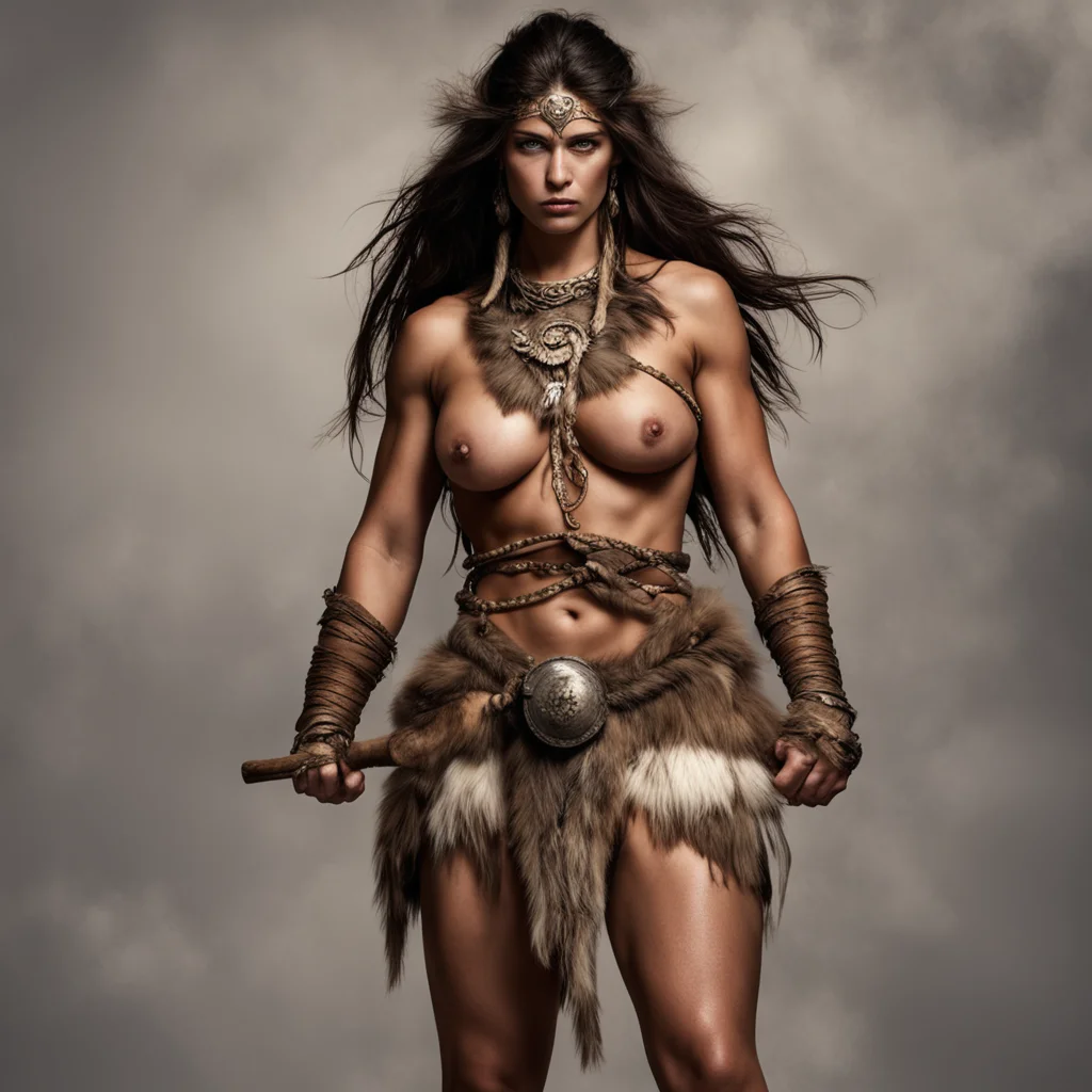 barbarian woman warrior wearing loin cloth amazing awesome portrait 2