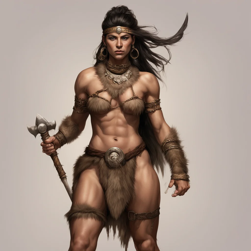 aibarbarian woman warrior wearing loin cloth