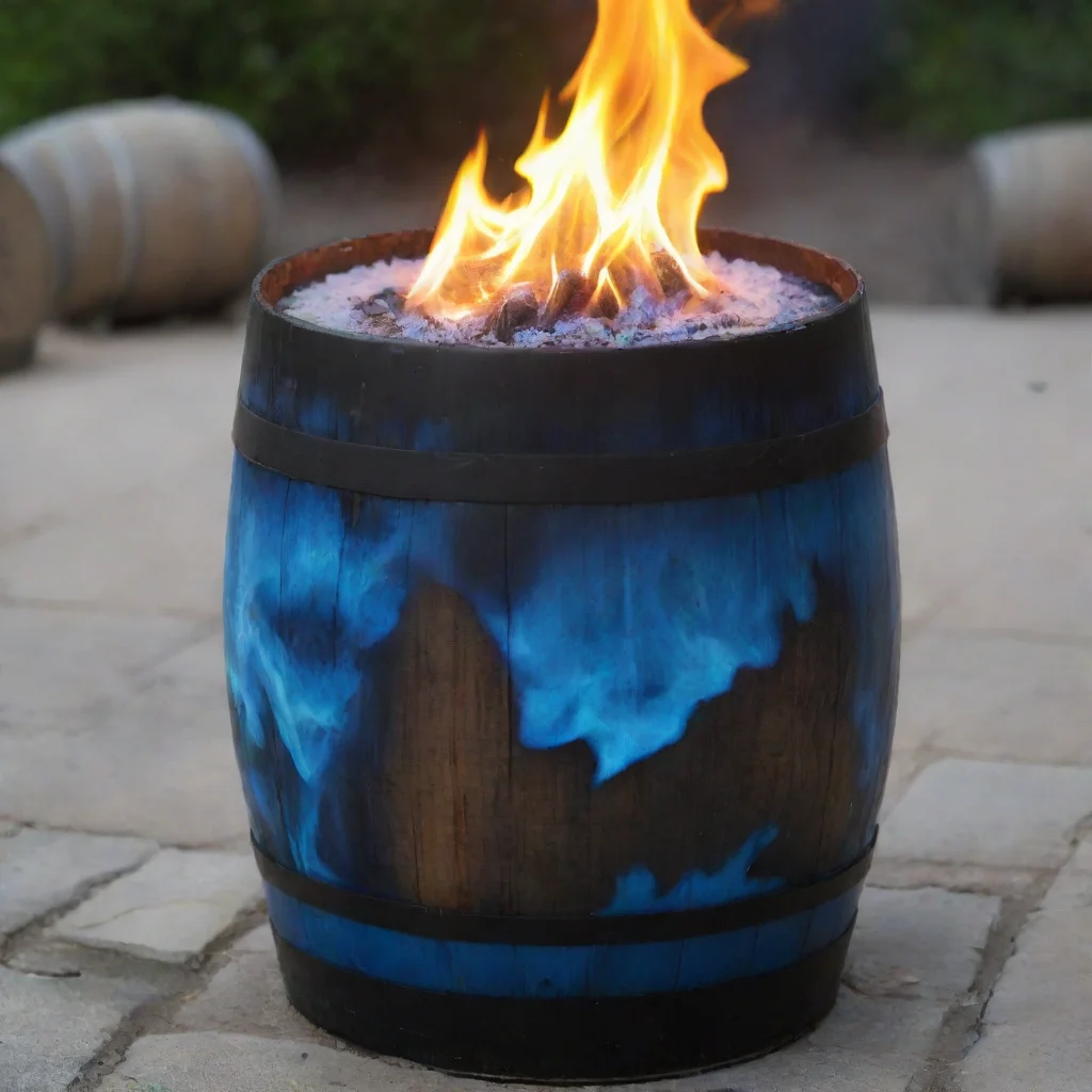 aibarrel fire with blue flames 