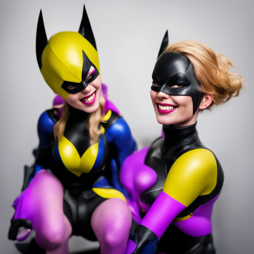 batgirl tickled by harly quinn amazing awesome portrait 2
